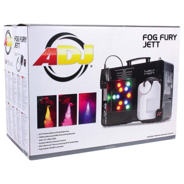 (2) American DJ Fog Fury Jett DMX Vertical Fog Machines+Rechargeable Light Bar Hot on Sale