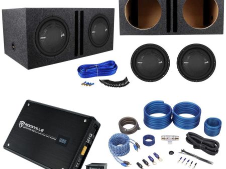 2) Polk Audio MM 1242 DVC 12” 2520w Subwoofers+Vented Box+Mono Amplifier+Amp Kit Fashion