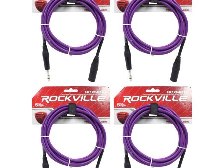 4 Rockville RCXMB10-P Purple 10  Male REAN XLR to 1 4   TRS Balanced Cables Online Sale