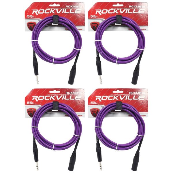 4 Rockville RCXMB10-P Purple 10  Male REAN XLR to 1 4   TRS Balanced Cables Online Sale