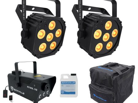 (2) Chauvet DJ Ezlink Par Q6 BT Wireless Bluetooth Wash Lights+Bag+LED Fogger Online Hot Sale