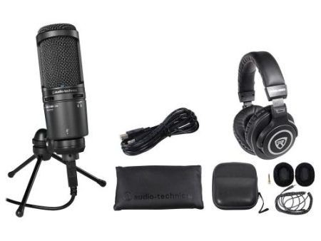 Audio Technica AT2020USB+ Podcast Podcasting Microphone+Samson Headphones Hot on Sale