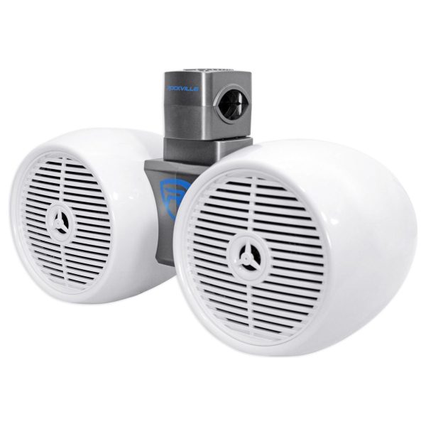 2) Rockville DWB65W Dual 6.5  White 600w Marine Wakeboard Tower Speakers+Amp+Kit Online