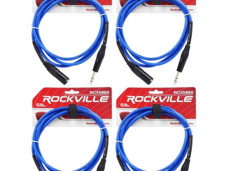 4 Rockville RCXMB6-BL Blue 6  Male REAN XLR to 1 4   TRS Balanced Cables Fashion