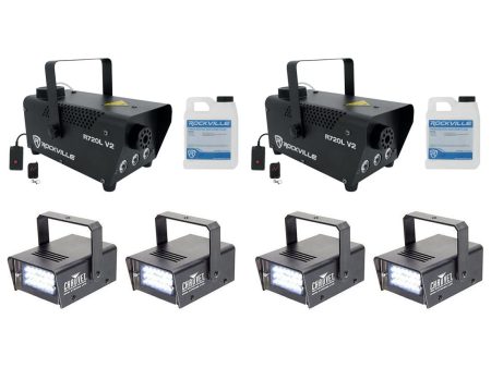 (2) Rockville R720L LED Fog Smoke Machine+(4) MINI STROBE LED (replaces CH-730) Cheap