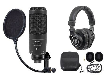 Audio Technica AT2035 Condenser Studio Microphone Mic+Case+Pop Filter+Headphones Cheap