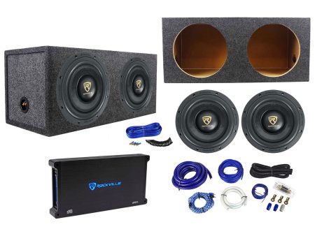 2) Rockville W10K9D2 10  6400w Subwoofers+Sealed Sub Box+Mono Amplifier+Amp Kit Online Sale