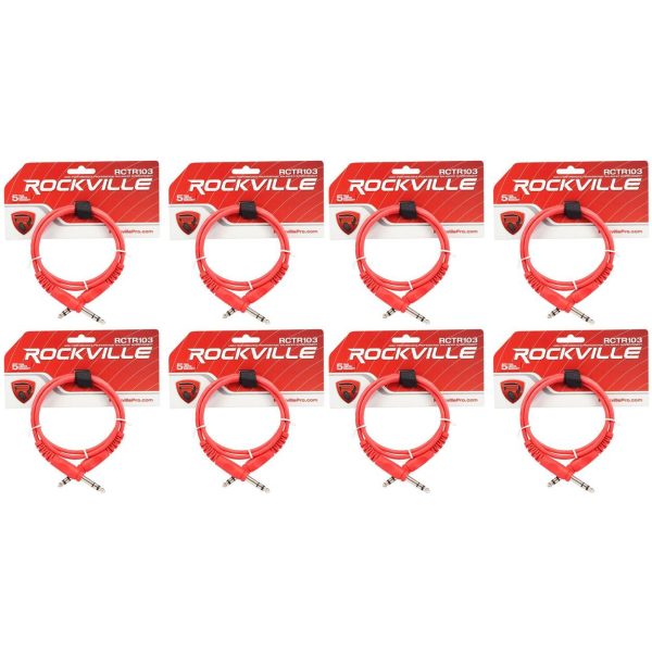 8 Rockville RCTR103R Red 3  1 4   TRS to 1 4   TRS Cable 100% Copper For Cheap