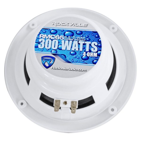 Pair Rockville RMC65S 6.5  600 Watt Waterproof Marine Boat Speakers 2-Way Silver For Discount