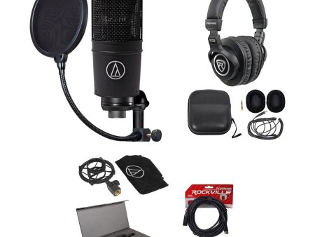 Audio Technica AT4040 Studio Condenser Microphone+Headphones+Pop Filter+Cable Fashion