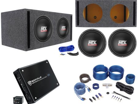 (2) MTX Terminator TN12-02 12” 800w Subwoofers+Vented Box+Mono Amplifier+Amp Kit For Discount