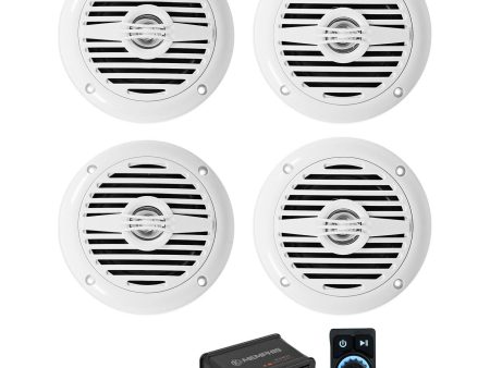 (4) Rockville MS40W 4  200w Speakers+Memphis Amp+Bluetooth CTRL For ATV UTV Cart For Discount