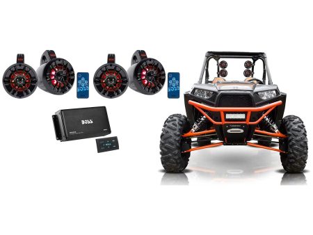 (4) Boss 4  400w LED Tower Speakers+Bluetooth Amplifier For Polaris RZR ATV UTV Discount