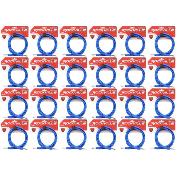 24 Rockville RCTR110BL Blue 10  1 4   TRS to 1 4   TRS  Cable 100% Copper Online