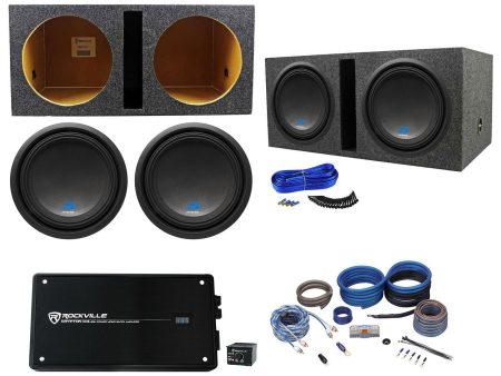 (2) ALPINE S-W12D4 12  1800w Subwoofers+Vented Sub Box+Mono Amplifier+Amp Kit For Discount