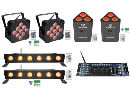 2 Rockville BEST PAR+BEST STRIP+ROCKWEDGE Wireless DMX Battery Lights+Controller For Cheap