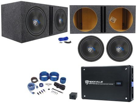 2) Rockville K5 W15K5S2 15  2000w Subwoofers+Vented Sub Box+Mono Amplifier+Wires Sale