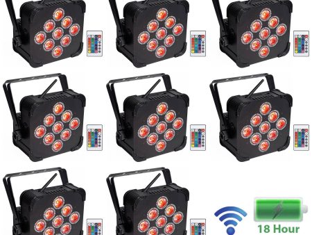 (8) Rockville BEST PAR 60 Rechargable Par Can Wash Lights wWireless DMX+RGBWA+UV Discount