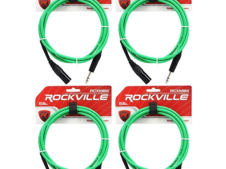 4 Rockville RCXMB6-G Green 6  Male REAN XLR to 1 4   TRS Balanced Cables Online Hot Sale