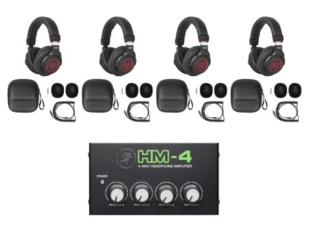 Studio Bundle w 4) Rockville PRO-M50 SR Headphones Bundle with Mackie Headphone Amplifier Cheap