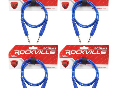 4 Rockville RCTR103BL Blue 3  1 4   TRS to 1 4   TRS Cable 100% Copper Sale