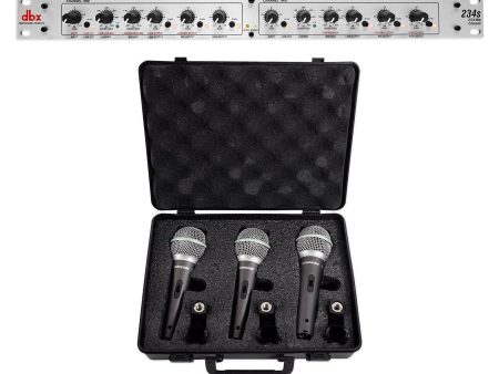 DBX 234S Stereo 2 3 Way Mono 4-Way 2 Ch. Crossover +(3) Samson Mics+Mic Clips For Sale