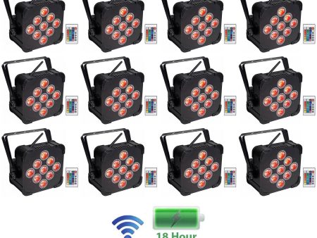 12) Rockville BEST PAR 60 Rechargeable Par Can Wash Lights Wireless DMX+RGBWA+UV Supply