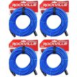 4 Rockville RCXFM50P-BL Blue 50  Female to Male REAN XLR Mic Cable 100% Copper For Sale