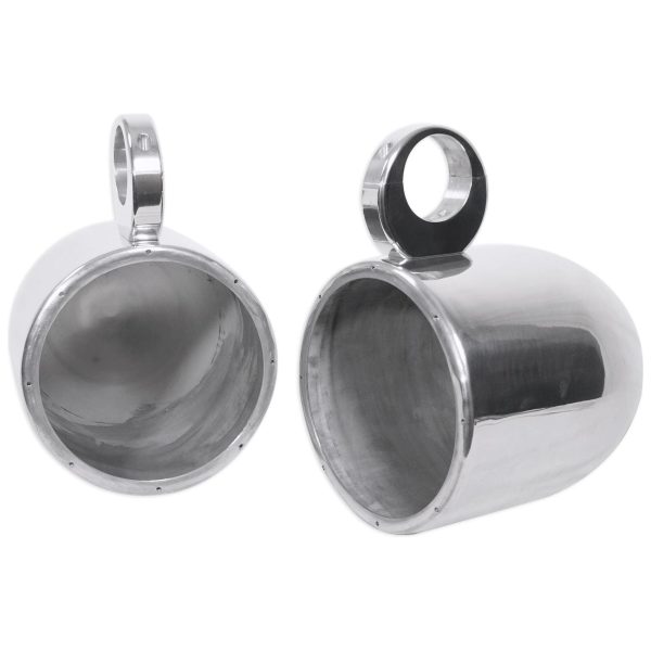 Pair Rockville MAC80S 7.7” Silver Aluminum Wakeboard Tower Speaker Pods and Covers For Sale