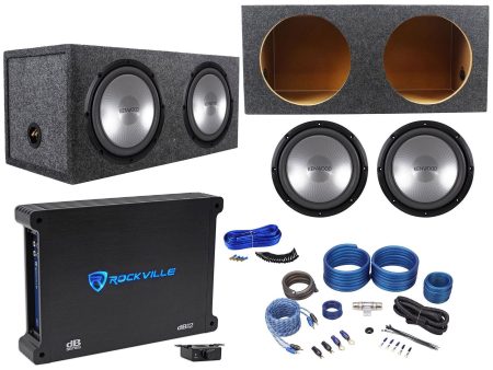 (2) Kenwood KFC-W12PS 12  1000w Subwoofers+Sealed Sub Box+Amplifier+Amp Wire Kit on Sale