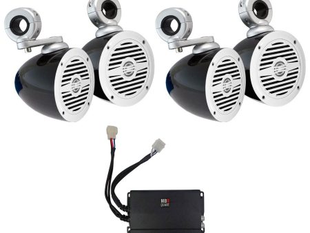 (4) Rockville MS40W 4  Wakeboard Speakers+MB-Quart Amplifier For ATV UTV Cart on Sale