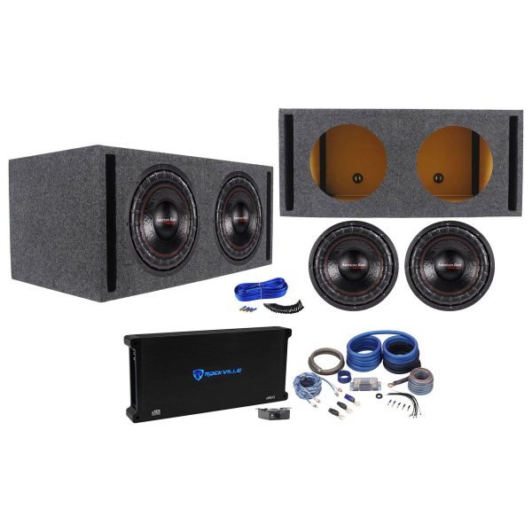 (2) American Bass XFL-1222 2000w 12  Subwoofers+Vented Sub Box+Amplifier+Amp Kit Fashion