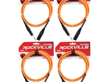 4 Rockville RCXMB6-O Orange 6  Male REAN XLR to 1 4   TRS Balanced Cables Online Sale