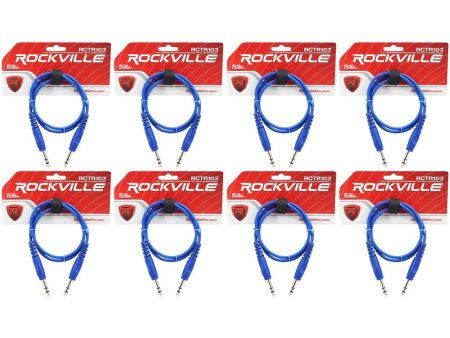 8 Rockville RCTR103BL Blue 3  1 4   TRS to 1 4   TRS Cable 100% Copper Sale