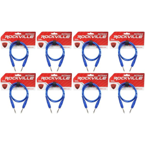 8 Rockville RCTR103BL Blue 3  1 4   TRS to 1 4   TRS Cable 100% Copper Sale