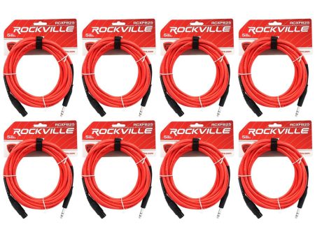 8 Rockville RCXFB25R Red 25  Female REAN XLR to 1 4   TRS Balanced Cables OFC on Sale