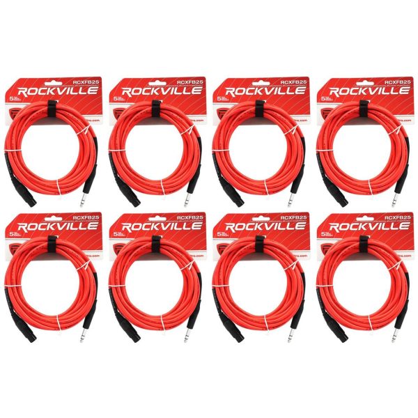 8 Rockville RCXFB25R Red 25  Female REAN XLR to 1 4   TRS Balanced Cables OFC on Sale