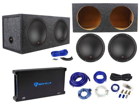 (2) MTX 7512-22 12  3000w Car Subwoofers+Sealed Sub Box+Mono Amplifier+Amp Kit For Discount