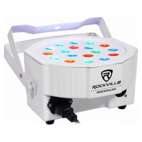 24 Rockville RockPAR50 WHT RGB Par Can DJ Club Wash Lights+384 Ch DMX Controller For Discount