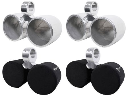 2) Rockville DMAC80S Dual 8  Silver Aluminum Wakeboard Tower Speaker Pods+Covers Online now