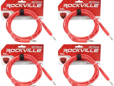 4 Rockville RCTR110R Red 10  1 4   TRS to 1 4   TRS  Cable 100% Copper Online Hot Sale