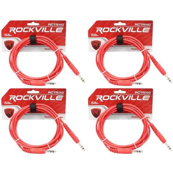 4 Rockville RCTR110R Red 10  1 4   TRS to 1 4   TRS  Cable 100% Copper Online Hot Sale