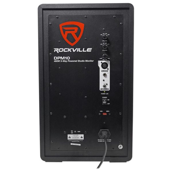 2) Rockville DPM10B 10  800w Active Studio Monitors+Headphones+Mic+Shield w  Stand Sale