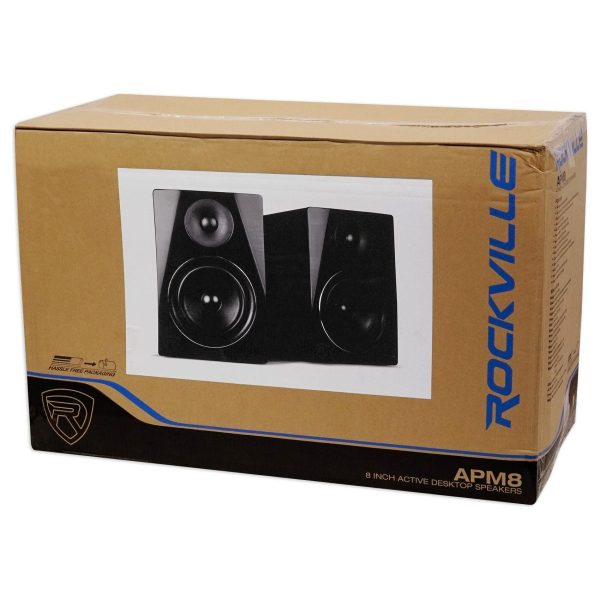 2) Rockville APM8B 8 500w Studio Monitors+36  Stands+Pads+Headphones+Mic+Shield Hot on Sale