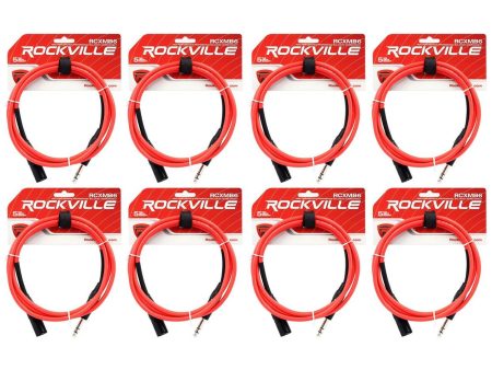 8 Rockville RCXMB6-R Red 6  Male REAN XLR to 1 4   TRS Balanced Cables on Sale