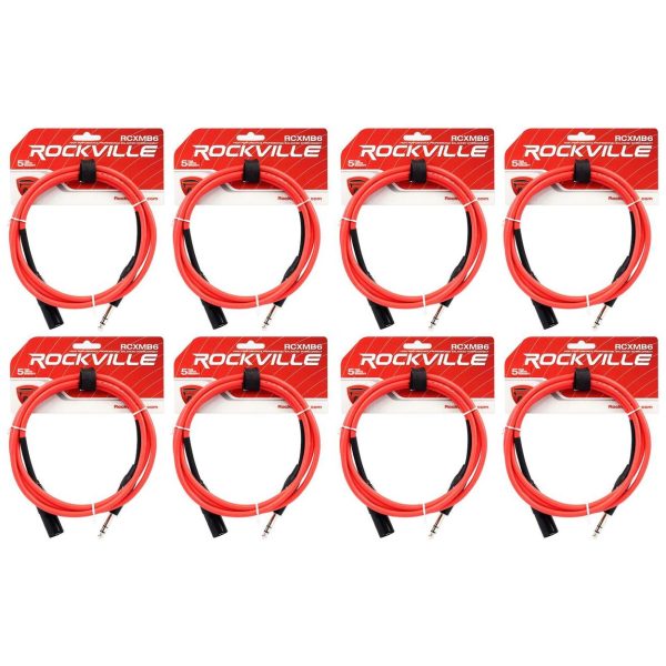 8 Rockville RCXMB6-R Red 6  Male REAN XLR to 1 4   TRS Balanced Cables on Sale