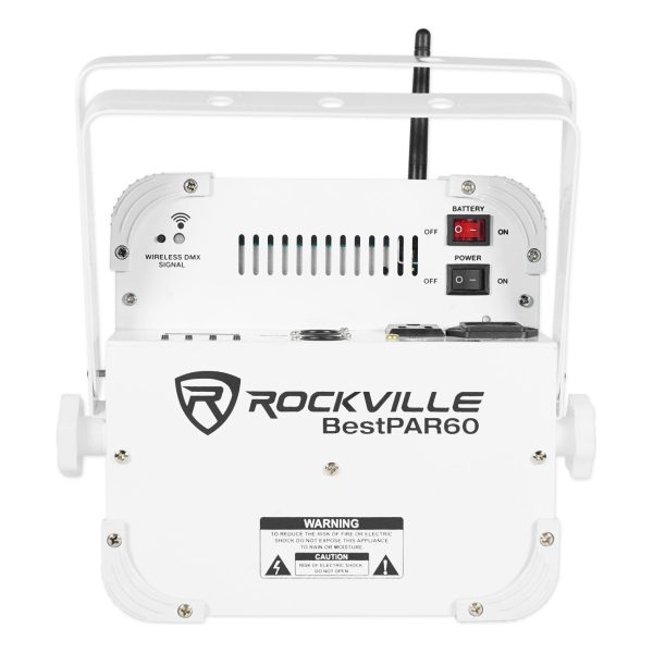 12 Rockville BEST PAR 60 White Rechargeable Wash Up-Lights Wireless DMX+RGBWA+UV Online Sale