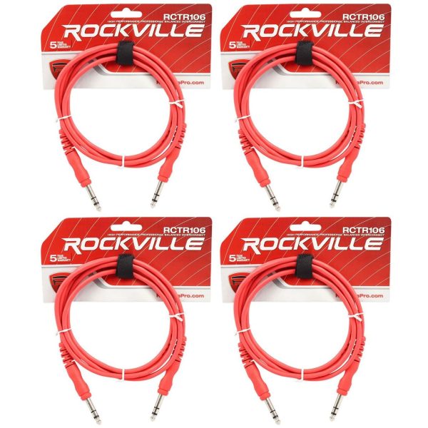 4 Rockville RCTR106R Red 6  1 4   TRS to 1 4   TRS Cable 100% Copper Discount