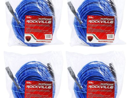 4 Rockville RCXFM100P-BL Blue 100  Female to Male REAN XLR Mic Cable 100% Copper Fashion