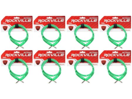 8 Rockville RCTR103G Green 3  1 4   TRS to 1 4   TRS Cable 100% Copper Sale